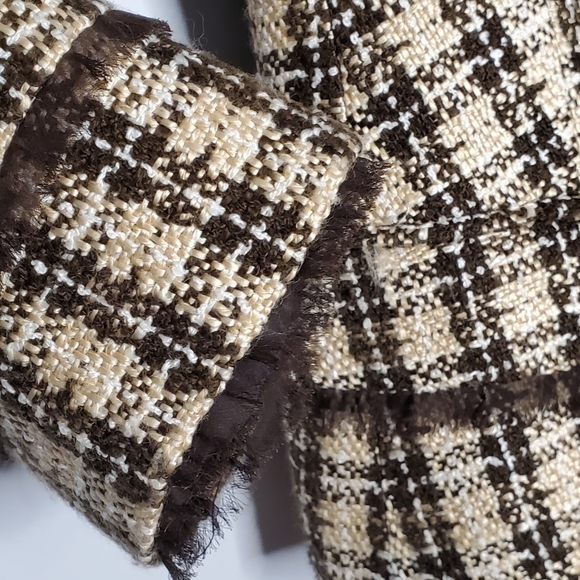 Laundry by Shelli Segal tweed belted waist blazer jacket tan brown cream size 10 - Picture 7 of 10